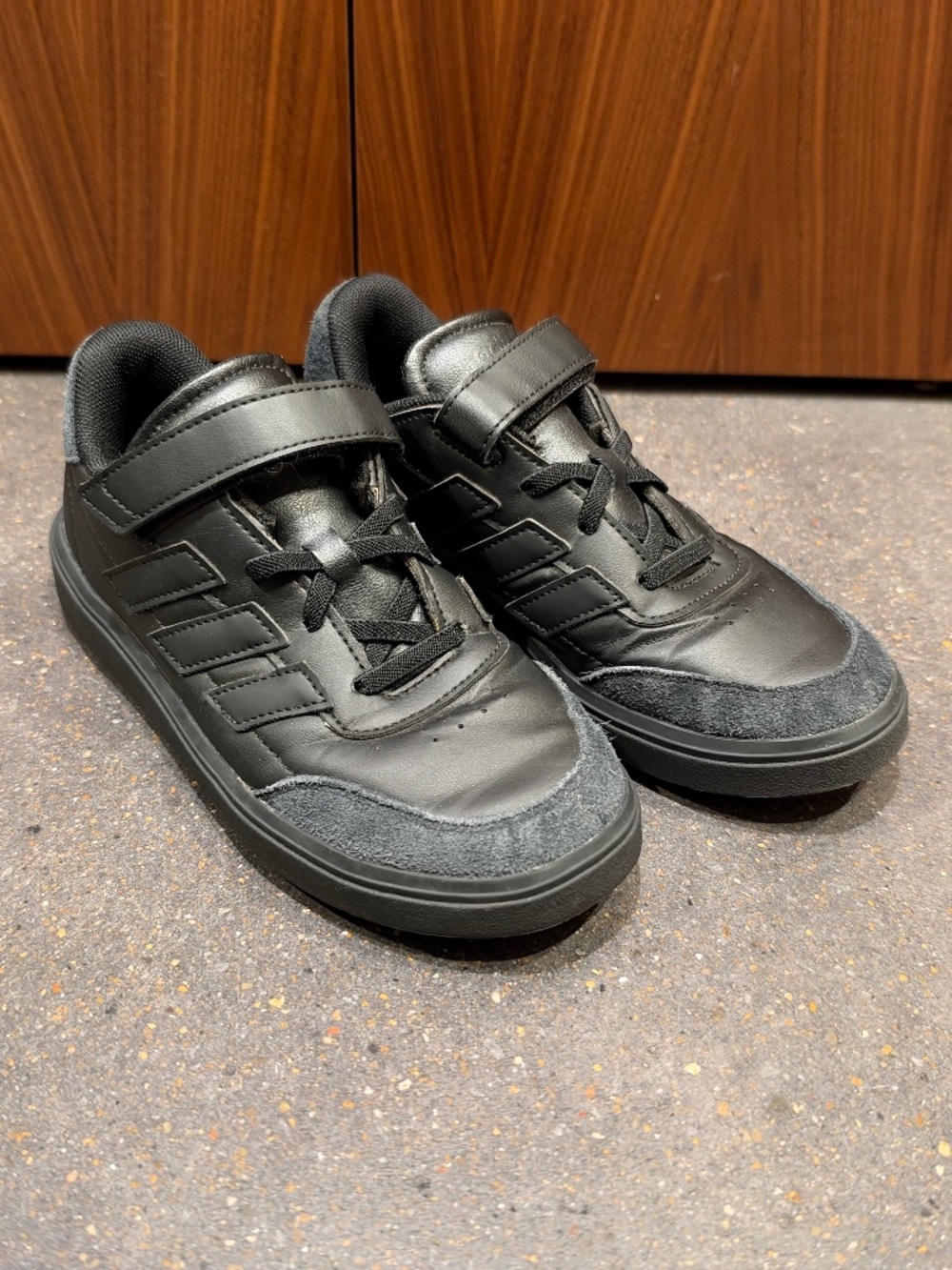 Adidas Courtblock Shoes - Black, boy's size 2